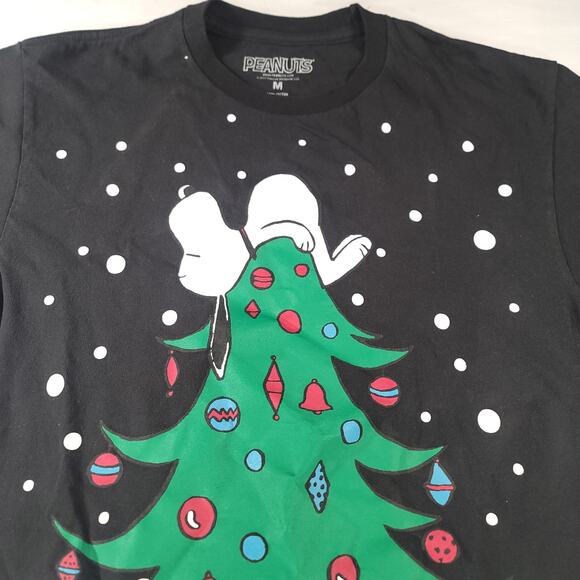 Peanuts Casual Graphic Short Sleeve Crew Neck Shirt Mens Size Medium M Black - Picture 1 of 9